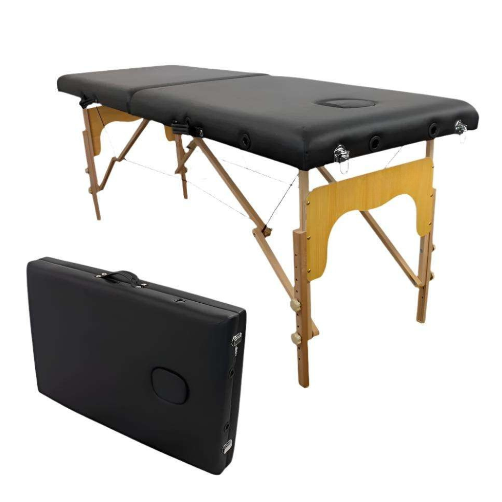 Table de massage pliante en bois – 180 x 60 cm – Coloris Noir –