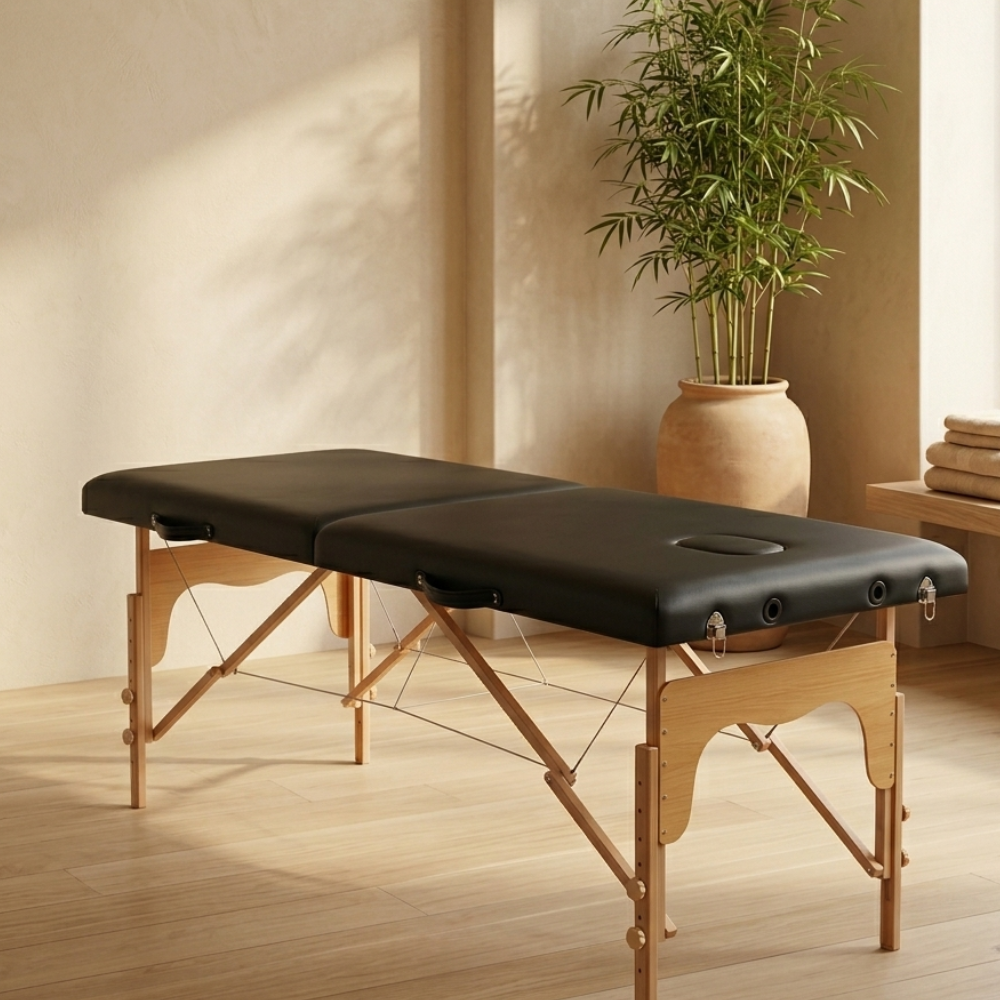 Table de massage pliante en bois – 180 x 60 cm – Coloris Noir –