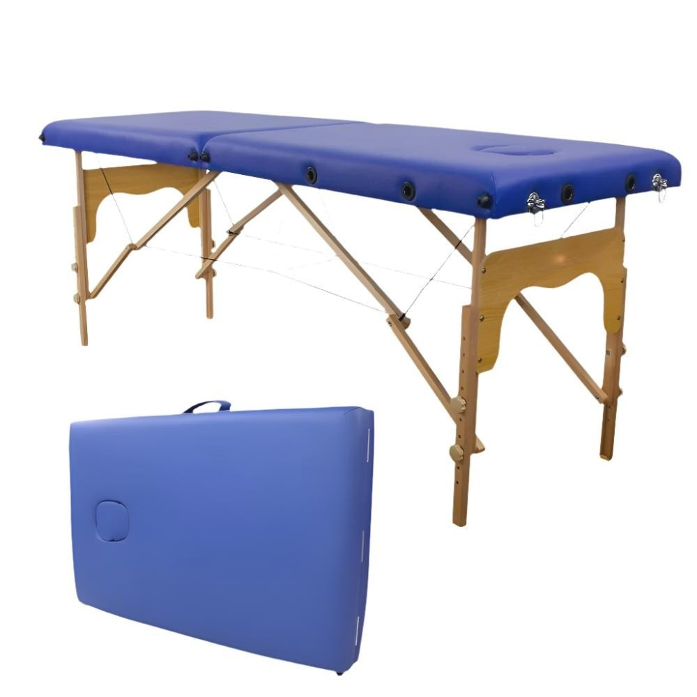 Table de massage pliante en bois – 186 x 60 cm – Coloris Bleu –